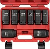 NEIKO 02461A 3/4 Inch Drive Impact Socket Set, SAE 1” to 1-1/2”, 8 PC, Deep/Jumbo Sockets, Chrome Vanadium Cr-V