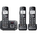 Panasonic DECT 6.0 Expandable Cordless Phone System with Answering Machine and Call Blocking - 3 Handsets - KX-TGE633M (Metallic Black)