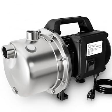 LANCHEZ 1 HP Portable Shallow Well Pump, 1500 GPH Stainless Steel Garden Jet Pump, 115V Water Transfer Draining Irrigation Pump for Home Garden Lawn Farm