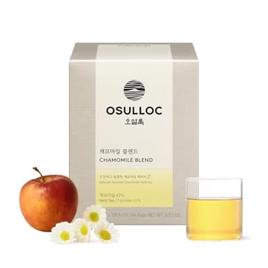 OSULLOC Chamomile Blend Tea(Chamomile & Sweet Apple scent, 10 count x 0.5oz), Relaxing Chamomile tea with delicate sweet flavors, Decaffeinated Herbal tea