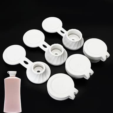 6pcs Bottle Emptying Kit Cap for Upside Down Dispenser Shampoo Lotion, 3 Size 0.7'' 0.9'' 1.1'' Adapters Transfer Connector, Inverted Every Drop Out Of Kitchen Condiments, Fits 18mm-27mm Bottle Necks