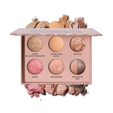 LAURA GELLER Baked Icons Complete Full Face Palette, Medium | All-in-One Makeup Palette with Baked Foundations, Blush, Bronzer, Highlighter, Eyeshadows | Coverage for Mature Skin | Travel-Friendly
