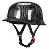 Vintage Motorcycle Half Helmet, Carbon Fiber Open Face Retro Motorcycle Helmets, German Style Half Shell Dot Helmet (Gloss Black,XXL)