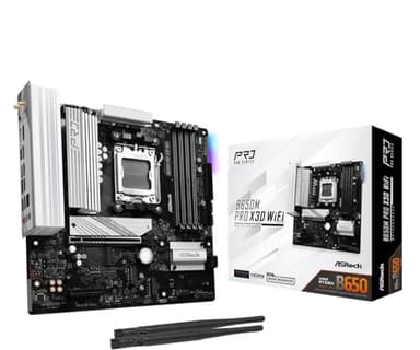 ASRock B650M Pro X3D WiFi AMD AM5 Micro-ATX Motherboard, Supports AMD Ryzen 9000/8000/7000 Series Processors, DDR5 8000+ (OC), PCIe 5.0, 2.5G LAN, WiFi 6E, 8+2+1 Power Phase