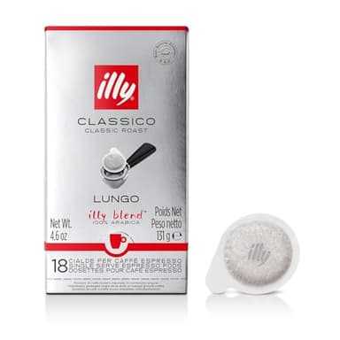 illy E.S.E. Coffee - Single-Serve Coffee Capsules & Pods - Classico Lungo Medium Roast - Notes Of Caramel, Orange Blossom & Jasmine - For E.S.E Coffee Machines - Extraordinary Aroma & Body – 18 Count