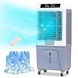 Uthfy Evaporative Air Cooler,3880CFM Swamp Cooler With 10.6 Gal Tank, 43" Portable Evaporative Cooler With Remote,12H Timer,4 Ice Pack,Oscillation,3 Speeds,3 In 1 Cooling Fan for Garage,Patio,Basement