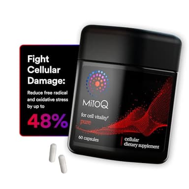 MitoQ Pure Advanced Mitochondria Supplement Superior Bioavailability to CoQ10 | Reduces Free Radical Damage for Healthy Aging, Metabolism, Heart Health, Energy, Strength & Mobility