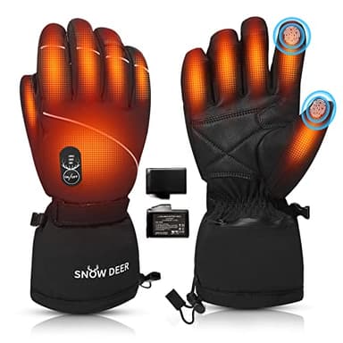 Upgraded Heated Gloves Men Women,Ski Motorcycle Electric Battery Mittens Gloves（M