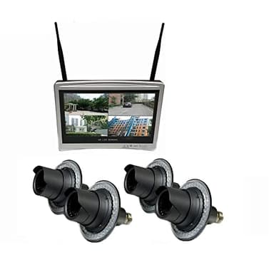ZEUS CCTV Floodlight Surveillance Camera All-in-One Kit with 4CH NVR System + 4 Twist in Flood Light Cameras Complete Install Kit (Proudly Assembled in The USA)