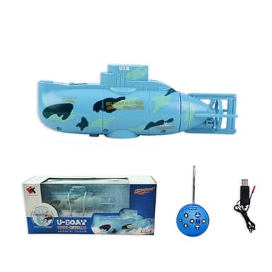 Tsiodot Mini RC Submarine Waterproof Remote Control Boat Underwater Diving Fish Tank Toy for Kids Birthday Gift（Blue）