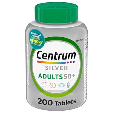 Centrum Silver Multivitamin for Adults 50 Plus, Multivitamin/Multimineral Supplement, Vitamin D3, B Vitamins, Gluten Free, Non-GMO Ingredients, Supports Memory and Cognition in Older Adults - 220 Ct