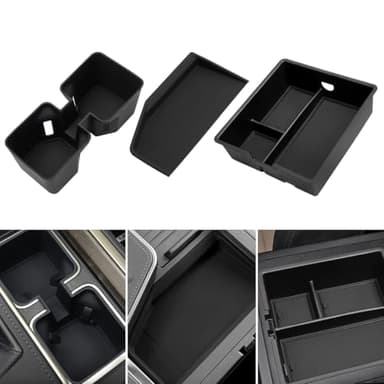 3PCS Center Console Organizer Tray Compatible with Lexus GX 550 2024 2025, Cup Holder Insert + Storage Box + Silicone Wireless Charging Mat for GX550 Accessories (Not for Cool Box)