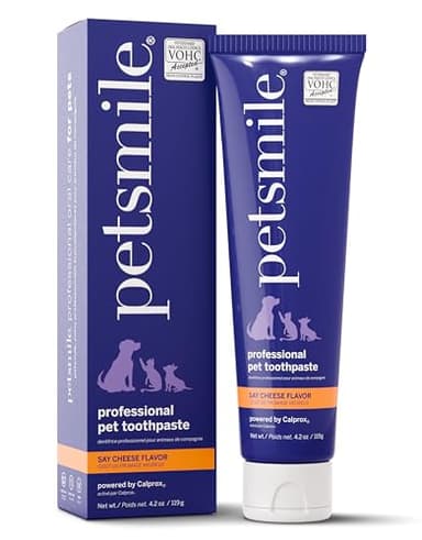 Petsmile Professional Pet Toothpaste for Cats & Dogs - Only VOHC Accepted Toothpaste - Clinically Proven to Control Plaque & Tartar Calprox Formula (Say Cheese, 4.2 Oz)