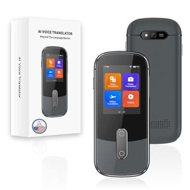 ANFIER W09 AI Translation Device Real Time, Language Voice Translator in 144 Languages & Accents with Photo/Text Translate, Offline Two-Way Traductor, Spanish Translating Devices for Business (Grey)