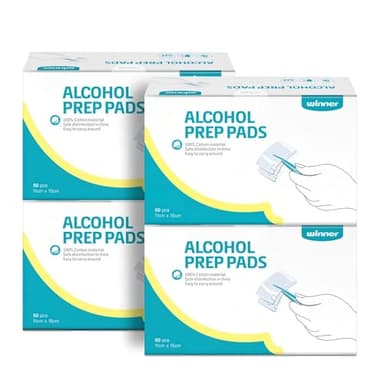 Winner Alcohol Wipes Individually Wrapped, 6" x 4" Large Prep Pads with 70% Isopropyl Alcohol, Essential for First Aid, Home and Laboratories, 4-Ply, 200 Count