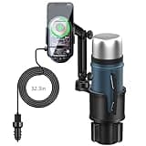 Easkkty Cell Phone Cup Holder Car Wireless Charger, 3 in 1 15W Fast Charging Auto Clamping iPhone Charger for Car Cupholder with Adjustable Long Arm and 360 Rotating Mount Fit for All Smartphone