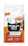 WORLD'S BEST CAT LITTER Low Tracking & Dust Control Multiple Cat Unscented 15-Pounds - Natural Ingredients, Quick Clumping, Flushable & Made in USA - Long-Lasting Odor Control & Easy Scooping