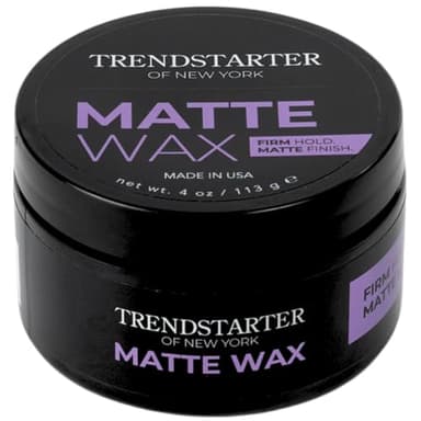 TRENDSTARTER - MATTE WAX (4oz) - Firm Hold - Matte Finish - Water Based All-Day Hold Hair Styling Pomade – Flake-Free Styling Wax for All Hair Types