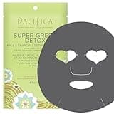 Pacifica Super Green Detox Sheet Mask – Charcoal, Kale & Clay Pore Cleansing Mask for Oily, Blemish-Prone Skin, Deep Detox Facial Mask, Vegan