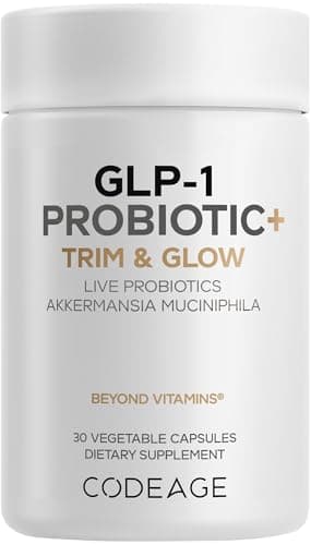 Codeage GLP-1 Probiotic+ - Live Probiotics Akkermansia, Clostridium, Bifidobacterium, Chicory Inulin Probiotic, Prebiotics & Postbiotics Supplement - 500 Million AFU - 30 Capsules