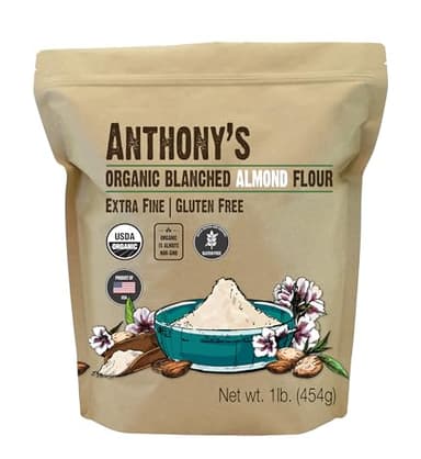 Anthony's Organic Almond Flour, 1 lb, Blanched, Gluten Free, Non GMO, Keto Friendly, Extra Fine, Low Carb