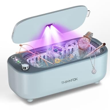 Ultrasonic Jewelry Cleaner, Jewelry Cleaning Machine Smart Variable Frequency 47KHz - 50KHz, Professional Sonic Cleaner with UV for Rings, Glasses, Watches, Dentures, Retainer, Earrings, Necklaces