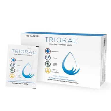 TRIORAL Rehydration Electrolyte Powder - Oral Rehydration Salts - Supports Dehydration from Workouts, Fluid Loss and General Hydration - 100 Drink Mix Packets