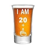 Hlukana 21st Birthday Shot Glass, Middle Finger Funny Gift, Perfect For Him, Her, Men, Women, Sister, Friend - 21st Birthday Decorations (1.5 oz)
