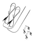 2 Pack Temperature Meat Probe Replacement Fits for Rec tec Wood Pellet Grill, Recteq Grill Accessories, with 2 BBQ Thermometer Probe Holder Clip