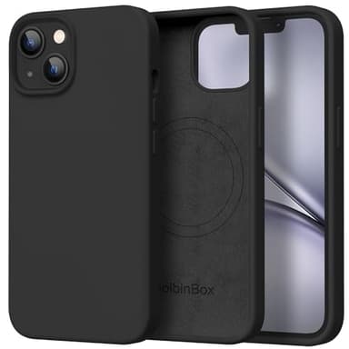 GolbinBox Magnetic for iPhone 13 Case & iPhone 14 Case, Compatible with MagSafe, [Soft Anti-Scratch Microfiber Lining], Slim Liquid Silicone Shockproof Protective Phone Case 6.1 inch, Black