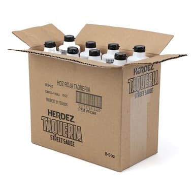 HERDEZ TAQUERIA STREET SAUCE, Roja, Medium, 9 oz Squeeze Bottle (8 Pack) – Spicy Red Sauce with Chile De Arbol Flavor