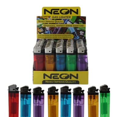 Thrive-Marketplace Lot Classic Disposable Lighter Soft Flame Kitchen Lighter - Newly Improve Quality Upgraded, Perfect Strike Every Time - Lighters in Assorted Colors, Pocket Style - Pack of 50