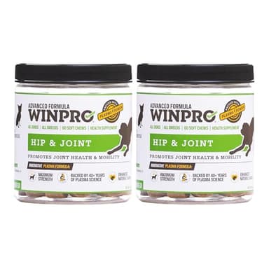WINPRO Hip & Joint Supplement for Dogs - Plasma Powered Soft Chews for Joint Health & Mobility – Fast-Acting with Collagen & Natural Ingredients for Dogs of All Breeds – 60 Chews - 2 Pack