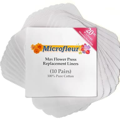 Microfleur - Max White Liners for Microwave Flower Press 9" (23 cm), Floral Art Crafting Accesory, Creative DIY Handicrafts, Dry Extra Replacement Durable Cotton Paper Sheets - 20 PC (10 Pair)
