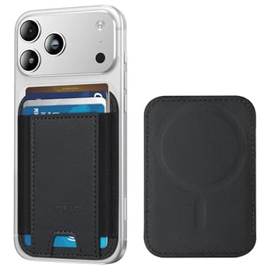 for MagSafe Wallet, Stronger Magnetic Wallet for iPhone 17/16/15/14/13/12 Series, 7 Cards Holder, Magnetic Phone Wallets, Vegan Leather Minimalist Slim RFID for iPhone Wallets, 1 Slot, Black & Black