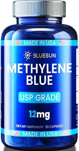 Bluesun Methylene Blue Capsules - Supplement with Vitamin C Ester, 90 Capsules, Pharmaceutical USP Grade, Third-Party Tested, Manufactured in The USA