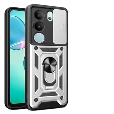 Kukoufey Compatible with Vivo V29 5G Bracket Shell,with Slide Camera Lens Cover Compatible with Vivo V29 5G V2250 Case Silver
