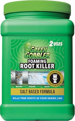 Green Gobbler, FOAMING Root Killer | Kills Tree Roots in Pipes & Sewer Lines | Contains No Copper Sulfate | Safe for Pipes and Septic - 2 USES, 4 LBS