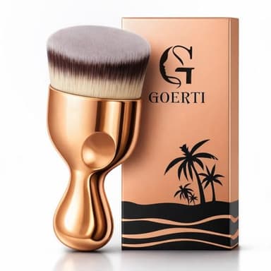 GOERTI Angled Kabuki Brush – High-Density Face & Body Blending Makeup Brush for Liquid Foundation, Bronzing Lotion, Concealer, Powder, Cream, Contouring, Buffing & Streak-Free Self Tanner Applicator
