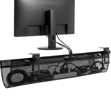 VIVO No Drill Clamp-on 36 inch Mesh Net Under Desk Cable Management Wire Organizer, Adjustable Home Office Standing Desk Cord Storage Sleeve, Black, DESK-AC36MH