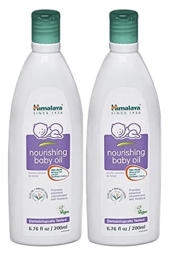 Himalaya Nourishing Baby Oil, Moisturizing with Olive Oil, Ashwagandha, Aloe Vera, Massage Oil, Dermatologically Tested, No Mineral Oil, Lanolin Free, Paraben Free, Vegan, 6.76 Fl Oz, 200 ml, 2 Pack