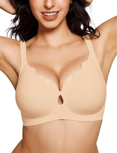 ProKloud Wireless Bras for Women Wave Push Up No Underwire Bralettes Seamless Full Coverage Support Lift Everyday Bra Nude