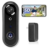 Wireless Video Doorbell Camera 1080P, SD/Free 12 Months Cloud Storage,Weatherproof IP66, Night Vision, 2-Way Audio, PIR Motion Detection, 2.4Ghz WiFi