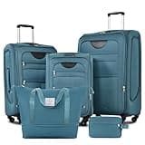 Merax Softside Luggage Set 3 Piece Suitcase with Duffel Bag Spinner Wheels Lightweight Expandable Travel Luggage 22" 26" 30",Blue Green