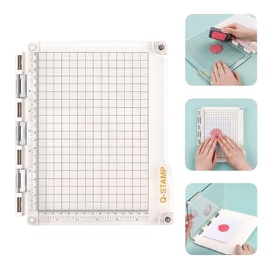 Acrylic Stamp Positioning Tool, 9.3x8 Inch Stamp Positioner with Grid Lines,Stamp Platform with Grip Mat for Card Making Scrapbooking Accurate Craft Stamping