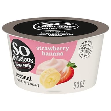 So Delicious Cultured Coconutmilk Dairy-Free Yogurt, Strawberry-Banana, 5.3 Ounce Plant-Based Vegan Dairy-Free Yogurt Alternative, Great in Smoothies Protein Shakes or Cereal