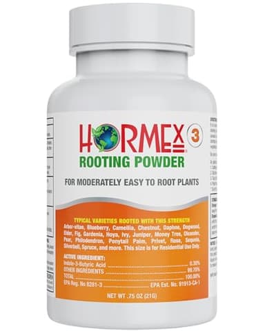 Hormex Rooting Powder #3 (0.30% IBA) for Common Houseplants, Flowers & Garden Varieties - Starter Strength Root Powder, Root Stimulator for Plants, Rooting Hormone for Cuttings, Cloning & Propagation