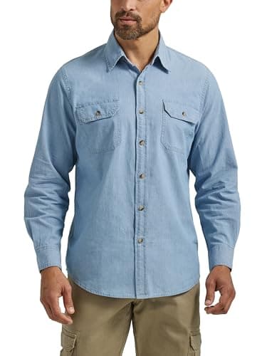 Long Sleeve Classic Woven Shirt, Light Chambray, X-Large