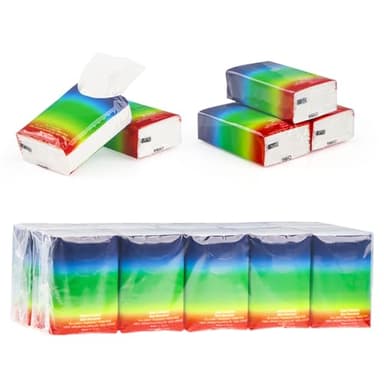 10 Pack Bulk Pocket Tissues, 3-Ply Soft Travel Tissue, Rainbow Gradient Design, 10 Sheets per Pack – Individual Packs Portable Facial Tissues for, Office, School, and Daily Use