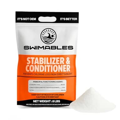 Swimables 8-Pounds Premium Pool Stabilizer & Conditioner, Max Strength Cyanuric Acid for Pools, Spa & Salt Water – Reduces Chlorine Loss, Ideal for Swimming & Hot Tubs